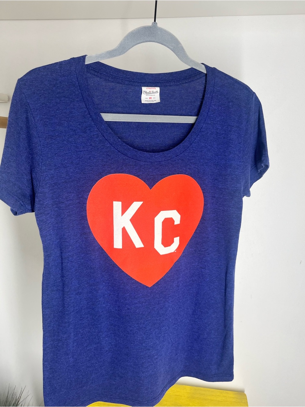 Charlie Hustle KC Heart Graphic Tee - Blue with Red Heart